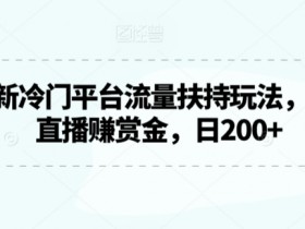 2024最新冷门平台流量扶持玩法，无人游戏直播赚赏金，日200+【揭秘】