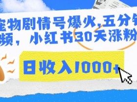 AI宠物剧情号爆火，五分钟一个视频，小红书30天涨粉10w，日收入1000+【揭秘】