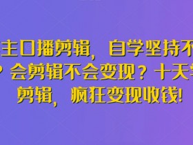 博主口播剪辑，自学坚持不下去？会剪辑不会变现？十天学会剪辑，疯狂变现收钱!