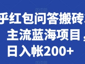 知乎红包问答搬砖3.0，主流蓝海项目，日入帐200+【揭秘】
