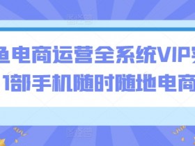 闲鱼电商运营全系统VIP实操课，1部手机随时随地电商卖货