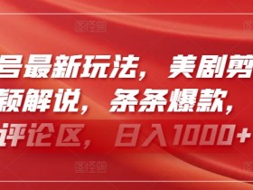 视频号最新玩法，美剧剪辑搭配新颖解说，条条爆款，剧爆评论区，日入1000+【揭秘】