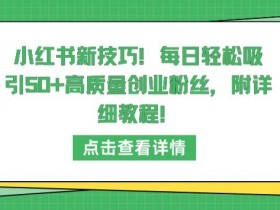 小红书新技巧，每日轻松吸引50+高质量创业粉丝，附详细教程【揭秘】