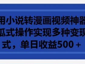 利用小说转漫画视频神器，傻瓜式操作实现多种变现方式，单日收益500+【揭秘】