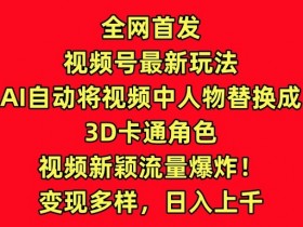 全网首发视频号最新玩法，AI自动将视频中人物替换成3D卡通角色，视频新颖流量爆炸【揭秘】