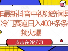 24年最新抖音中视频奇闻异事，冷门赛道日入400+条条视频火爆【揭秘】
