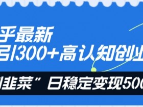 知乎最新日引300+高认知创业粉，“割韭菜”日稳定变现5000+【揭秘】