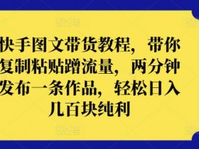 快手图文带货教程，带你复制粘贴蹭流量，两分钟发布一条作品，轻松日入几百块纯利【揭秘】