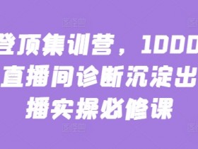 主播登顶集训营，10000+全类目直播间诊断沉淀出的直播实操必修课