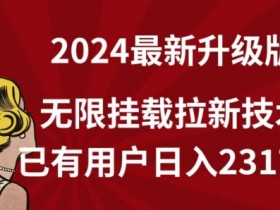 【全网独家】2024年最新升级版，无限挂载拉新技术，已有用户日入2317元【揭秘】