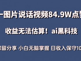 一图片说话视频84.9W点赞，收益无法估算，ai赛道蓝海项目，小白无脑掌握日收入保守1000+【揭秘】