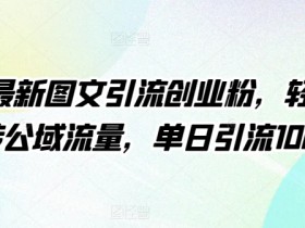 4月最新图文引流创业粉，轻松玩转公域流量，单日引流100+【揭秘】