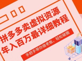 拼多多店铺—虚拟类目从0-1实操详细课程，价值1680