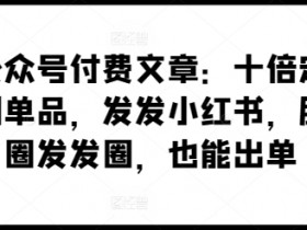 某公众号付费文章：十倍定价暴利单品，发发小红书，朋友圈发发圈，也能出单