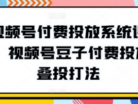 视频号付费投放系统课程，视频号豆子付费投放·叠投打法