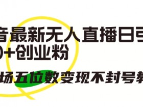抖音最新无人直播日引300+创业粉，单场五位数变现不封号教程【揭秘】