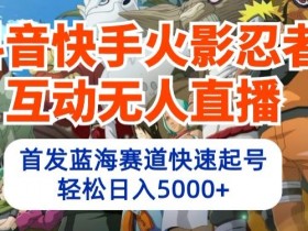 抖音快手火影忍者互动无人直播，首发蓝海赛道快速起号，轻松日入5000+【揭秘】