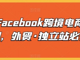 脸书Facebook跨境电商入门课，外贸·独立站必修