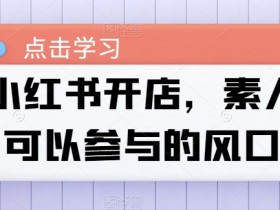 小红书开店，素人可以参与的风口