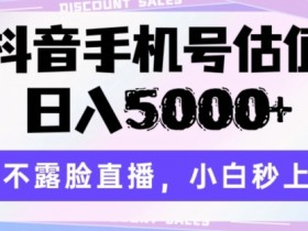 抖音手机号估值，日入5000+，不露脸直播，小白秒上手【揭秘】