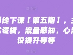 主播线下课【第五期】，主播话术逻辑，流量感知，心流建设提升等等