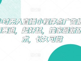 24小时无人直播小程序点广告掘金，冷门赛道，起好猛，独家最新防封技术，长久可做【揭秘】