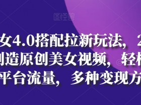 AI美女4.0搭配拉新玩法，2分钟一键创造原创美女视频，轻松引爆全平台流量，多种变现方式【揭秘】