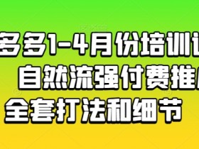 拼多多1-4月份培训课程，自然流强付费推广全套打法和细节