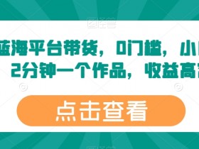最新蓝海平台带货，0门槛，小白易上手，2分钟一个作品，收益高【揭秘】