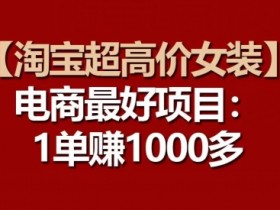 【淘宝超高价女装】电商最好项目：每一单都是高利润