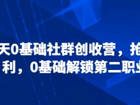 21天0基础社群创收营，抢占红利，0基础解锁第二职业