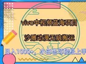 vivo中视频蓝海项目，沙雕动漫无脑搬运，小白也可轻松上手【揭秘】