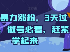 抖音暴力涨粉，3天过千粉，做号必看，赶紧学起来【揭秘】