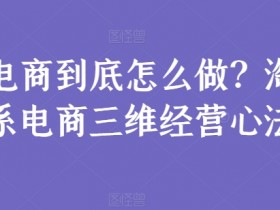 电商到底怎么做？淘系电商三维经营心法