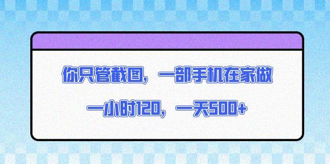 （13785期）你只管截图，一部手机在家做，一小时120，一天500