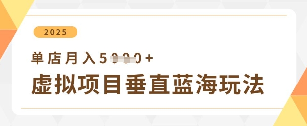 虚拟项目垂直玩法，实现单店月入5k
