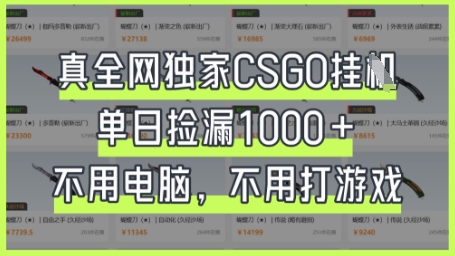 真全网独家CSGO挂G，单日捡漏1k 【揭秘】