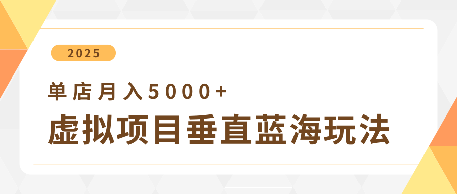 4月虚拟项目垂直玩法，冷门爆品 垂直蓝海，单店月入5000