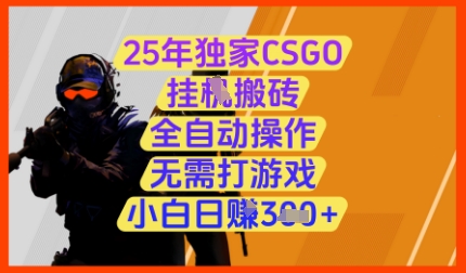 25年独家CSGO挂G搬砖，全自动操作，无需打游戏，小白日入3张 【揭秘】