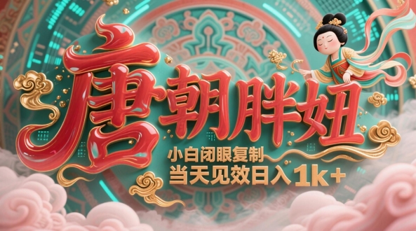 用AI克隆“唐朝胖妞”日更3条，平台疯狂推流，小白闭眼复制，当天见效，日入1k
